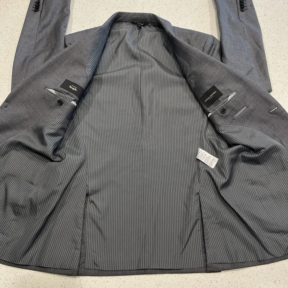 Banana Republic Blazer Mens 40L Gray Marzotto Tessuto Wool Extra Slim Fit Jacket